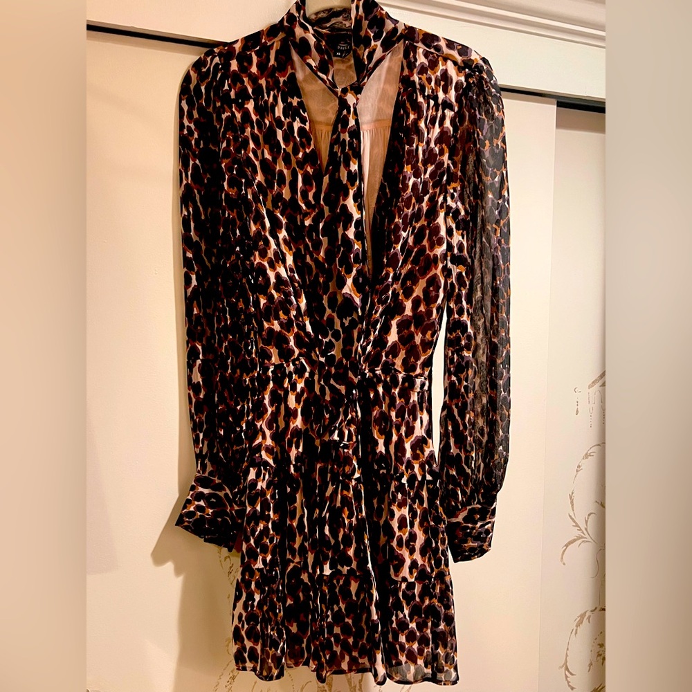 Paige Cleobelle Leopard Print Long Sleeve Dress